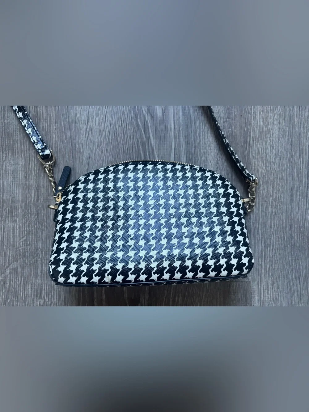 Kate Spade Dome Crossbody Bag Black and White Houndstooth